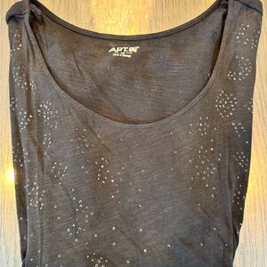 Apt. 9 Top with Rhinestones Black Size 1X